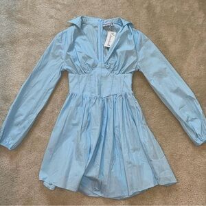 NWT Blue Collared Mini Dress with Built-In Corset